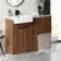 Sicily Fluted Black Walnut Basin Vanity Marble Top & Toilet Unit 1200mm (No Toilet) Black Accents