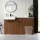 Sicily Fluted Black Walnut Vanity Basin with Marble Top 1500mm (Excludes Toilet) - Black Accents