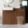 Sicily Fluted Black Walnut Basin Vanity and Toilet Unit 1200mm (No Toilet) - Brass Accents