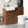Sicily Fluted Black Walnut Combination Vanity Basin and Aruba Toilet 1200mm - Brushed Brass Accents