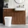 Sicily Fluted Black Walnut Vanity Basin and Tucson Toilet 1200mm - Brass Accents - Right Handed