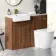 Sicily Fluted Black Walnut Vanity Basin Marble Top & Utah Comfort Toilet 1200mm - Brass Accents