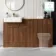 Sicily Fluted Black Walnut Combination Vanity Basin 1500mm (Excludes Toilet) - Brushed Brass Accents