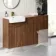 Sicily Fluted Black Walnut Combination Vanity Basin 1500mm (Excludes Toilet) - Brushed Brass Accents