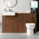 Sicily Fluted Black Walnut Combination Vanity Basin and Miami Toilet 1500mm - Brushed Brass Accents