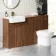 Sicily Fluted Black Walnut Combination Vanity Basin and Miami Toilet 1500mm - Brushed Brass Accents