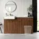 Sicily Fluted Black Walnut Vanity Basin with Marble Top 1500mm (No Toilet) - Brushed Brass Accents