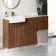 Sicily Fluted Black Walnut Vanity Basin with Marble Top 1500mm (No Toilet) - Brushed Brass Accents