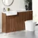 Sicily Fluted Black Walnut Vanity Basin with Marble Top & Tucson Toilet 1500mm - Brass Accents
