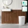 Sicily Fluted Black Walnut Vanity Basin Marble Top & Utah Comfort Toilet 1500mm - Brass Accents