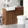 Sicily Fluted Black Walnut Combination Vanity Basin and Miami Toilet 1200mm - Chrome Handles