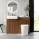 Sicily Fluted Black Walnut Vanity Basin Marble Top & Utah Comfort Height Toilet 1200mm