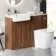Sicily Fluted Black Walnut Vanity Basin Marble Top & Utah Comfort Height Toilet 1200mm