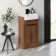 Sicily Fluted Black Walnut Vanity with Semi Recessed Basin 500mm - Black Accents