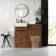 Sicily Fluted Black Walnut Vanity and Back To Wall Toilet Unit 1000mm (No Toilet) - Black Accents