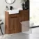 Sicily Fluted Black Walnut Vanity and Back To Wall Toilet Unit 1000mm (No Toilet) - Black Accents