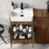 Sicily Fluted Black Walnut Vanity and Back To Wall Toilet Unit 1000mm (No Toilet) - Black Accents