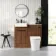 Sicily Fluted Black Walnut Vanity Basin with Marble Top & Tucson Toilet 1000mm - Black Accents