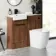 Sicily Fluted Black Walnut Vanity Basin Marble Top & Utah Comfort Toilet 1000mm - Black Accents