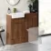 Sicily Fluted Black Walnut Vanity and Back To Wall Toilet Unit 1000mm (No Toilet) - Brass Accents