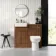 Sicily Fluted Black Walnut Combination Vanity Basin and Aruba Toilet 1000mm - Brushed Brass Accents