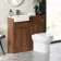 Sicily Fluted Black Walnut Combination Vanity Basin and Miami Toilet 1000mm - Brushed Brass Accents