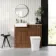 Sicily Fluted Black Walnut Vanity Basin with Marble Top & Houston Toilet 1000mm - Brass Accents