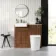 Sicily Fluted Black Walnut Vanity Basin Marble Top & Utah Comfort Toilet 1000mm - Brass Accents