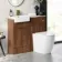 Sicily Fluted Black Walnut Vanity Basin Marble Top & Utah Comfort Toilet 1000mm - Brass Accents