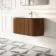 Positano Natural Walnut Curved Wall Hung Basin Drawer Vanity 1000mm