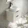 Cadiz Fluted Linen White Wall Hung Drawer Vanity with Marble Top & Nevis Basin 600mm - Black Accents