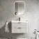 Cadiz Fluted Linen White Wall Hung Basin Drawer Vanity 800mm - Black Accents