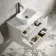 Cadiz Fluted Linen White Wall Hung Drawer Vanity with Marble Top & Marin Basin 800mm - Black Accents