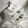 Cadiz Fluted Linen White Wall Hung Drawer Vanity with Marble Top & Reno Basin 800mm - Black Accents