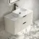 Cadiz Fluted Linen White Wall Hung Drawer Vanity Marble Top 1000mm (No Basin) - Black Accents