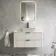 Cadiz Fluted Linen White Wall Hung Drawer Vanity Marble Top 1000mm (No Basin) - Black Accents