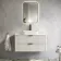 Cadiz Fluted Linen White Wall Hung Drawer Vanity Marble Top & Marin Basin 1000mm - Black Accents