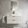 Cadiz Fluted Linen White Wall Hung Drawer Vanity with Marble Top & Reno Basin 1000mm - Black Accents