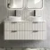 Cadiz Fluted Linen White Double Wall Hung Vanity Marble Top & Nevis Basin 1200mm - Black Accents