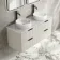 Cadiz Fluted Linen White Double Wall Hung Vanity Marble Top & Nevis Basin 1200mm - Black Accents