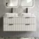 Cadiz Fluted Linen White Double Wall Hung Vanity Marble Top & Reno Basin 1200mm - Black Accents