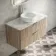 Cadiz Fluted Apex Oak Wall Hung Drawer Vanity with Marble Top & Nevis Basin 1000mm - Chrome Handles