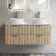 Cadiz Fluted Apex Oak Double Wall Hung Vanity Marble Top & Nevis Basin 1200mm - Chrome Handles
