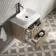 Cadiz Fluted Apex Oak Wall Hung Drawer Vanity with Marble Top & Reno Basin 600mm - Black Accents