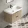 Cadiz Fluted Apex Oak Wall Hung Basin Drawer Vanity 800mm - Black Accents