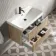 Cadiz Fluted Apex Oak Wall Hung Basin Drawer Vanity 800mm - Black Accents