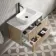 Cadiz Fluted Apex Oak Wall Hung Drawer Vanity with Marble Top & Reno Basin 800mm - Black Accents