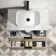 Cadiz Fluted Apex Oak Wall Hung Drawer Vanity with Marble Top & Reno Basin 800mm - Black Accents