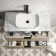 Cadiz Fluted Apex Oak Wall Hung Drawer Vanity with Marble Top & Marin Basin 1000mm - Black Accents