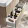 Cadiz Fluted Apex Oak Wall Hung Basin Drawer Vanity 800mm - Brushed Brass Accents